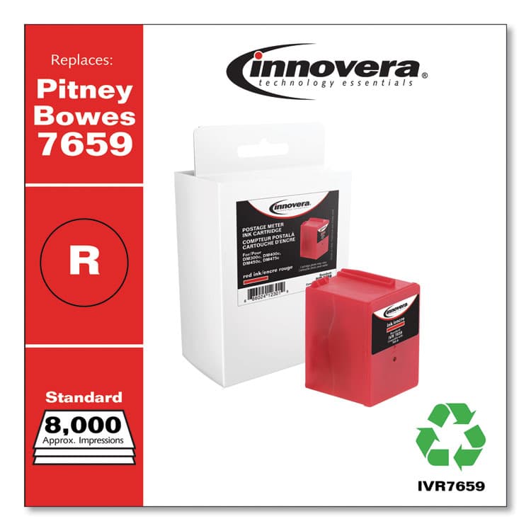 INNOVERA Compatible Red Postage Meter Ink, Replacement for 765-9 (7659), 8,000 Page-Yield (IVR7659)