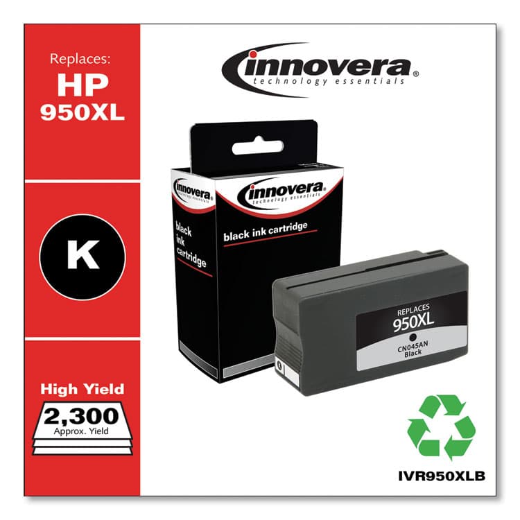INNOVERA Remanufactured Black High-Yield Ink, Replacement for 950XL (CN045AN), 2,300 Page-Yield (IVR950XLB) thumbnail 2