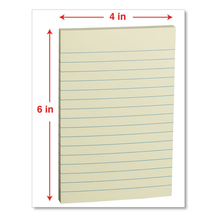 UNIVERSAL OFFICE PRODUCTS Self-Stick Note Pads, Note Ruled, 4" x 6", Yellow, 100 Sheets/Pad, 12 Pads/Pack (UNV35673) thumbnail 3