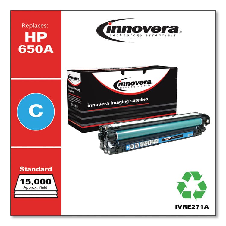 INNOVERA Remanufactured Cyan Toner, Replacement for 650A (CE271A), 15,000 Page-Yield (IVRE271A) thumbnail 2