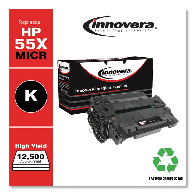 INNOVERA Remanufactured Black High-Yield MICR Toner, Replacement for 55XM (CE255XM), 12,500 Page-Yield (IVRE255XM) thumbnail 2
