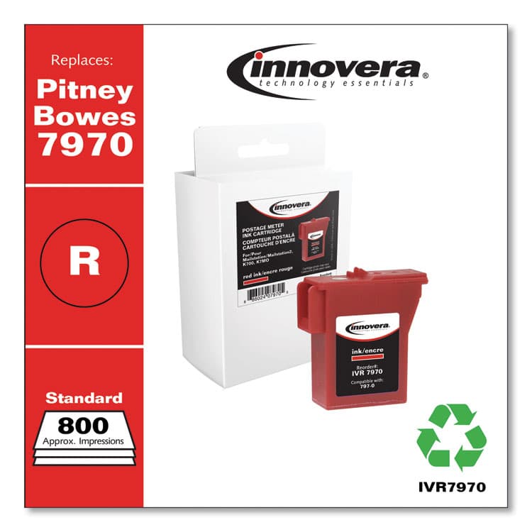 INNOVERA Compatible Red Postage Meter Ink, Replacement for 797-0 (7970), 800 Page-Yield (IVR7970)