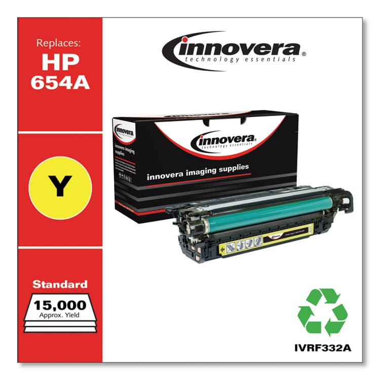 INNOVERA Remanufactured Yellow Toner, Replacement for 654A (CF332A), 15,000 Page-Yield (IVRF332A) thumbnail 2