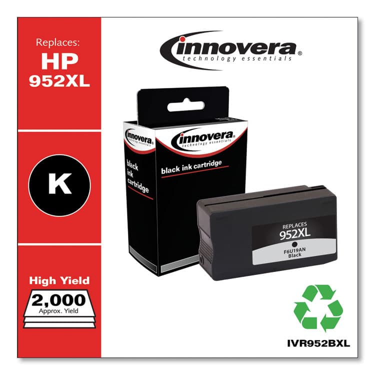 INNOVERA Remanufactured Black High-Yield Ink, Replacement for 952XL (F6U19AN), 2,000 Page-Yield (IVR952BXL) thumbnail 2