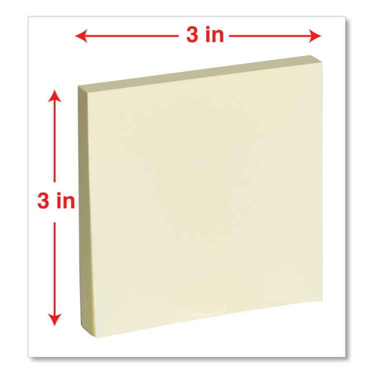 UNIVERSAL OFFICE PRODUCTS Self-Stick Note Pads, 3" x 3", Yellow, 100 Sheets/Pad, 12 Pads/Pack (UNV35668) thumbnail 4