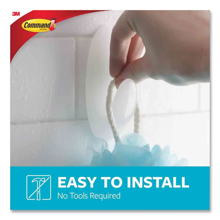 3M/COMMERCIAL TAPE DIV. Medium Bath Hooks Value Pack, Plastic, White, 3 lb Capacity, 6 Hooks and 6 Strips (MMMBATH186ES) thumbnail 4