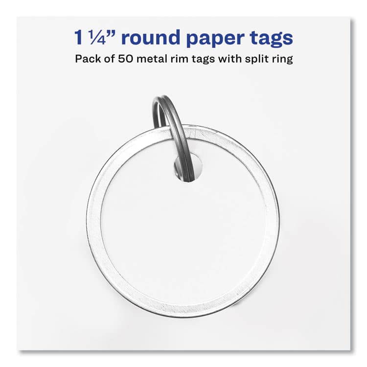 AVERY PRODUCTS CORPORATION Key Tags with Split Ring, 1.25" dia, White, 50/Pack (AVE11025) thumbnail 2