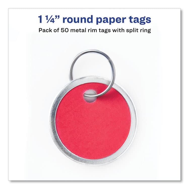 AVERY PRODUCTS CORPORATION Key Tags with Split Ring, 1.25" dia, Assorted Colors, 50/Pack (AVE11026) thumbnail 2