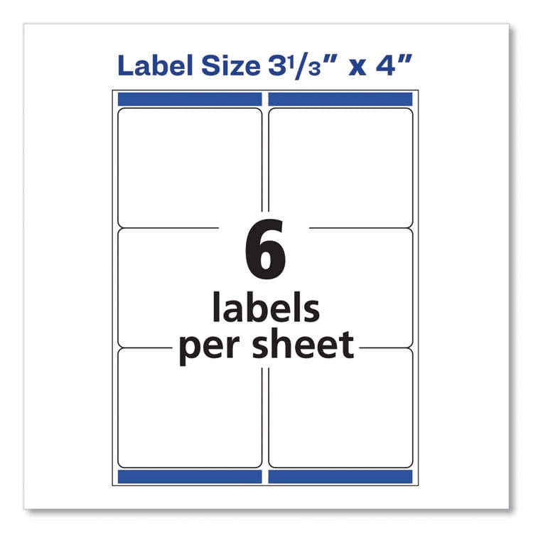 AVERY PRODUCTS CORPORATION Shipping Labels w/ TrueBlock Technology, Inkjet Printers, 3.33 x 4, White, 6/Sheet, 25 Sheets/Pack (AVE8164) thumbnail 4