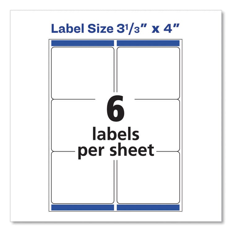 AVERY PRODUCTS CORPORATION Shipping Labels w/ TrueBlock Technology, Inkjet Printers, 3.33 x 4, White, 6/Sheet, 100 Sheets/Box (AVE8464) thumbnail 4