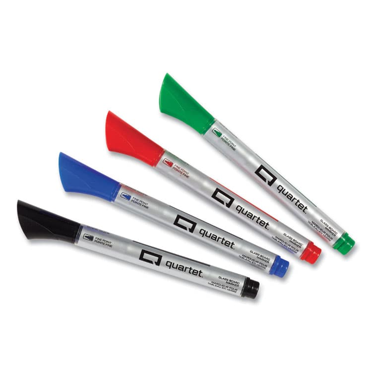 QUARTET MFG. Premium Glass Board Dry Erase Marker, Fine Bullet Tip, Assorted Colors, 4/Pack (QRT79555)