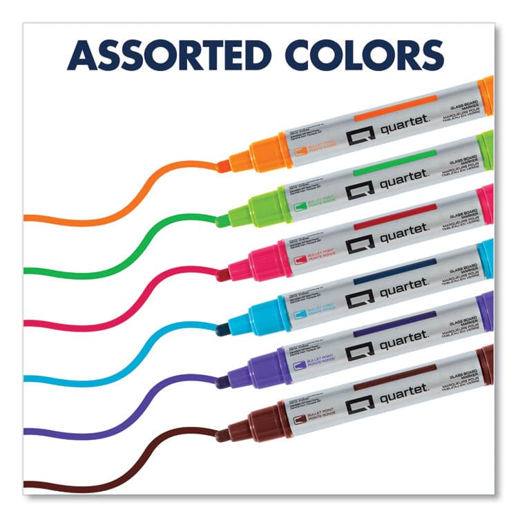 QUARTET MFG. Premium Glass Board Dry Erase Marker, Medium Bullet Tip, Assorted Colors, 6/Pack (QRT79556) thumbnail 2