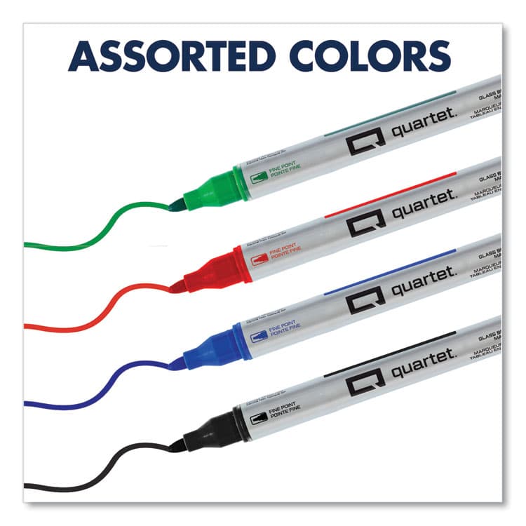 QUARTET MFG. Premium Glass Board Dry Erase Marker, Fine Bullet Tip, Assorted Colors, 4/Pack (QRT79555) thumbnail 2