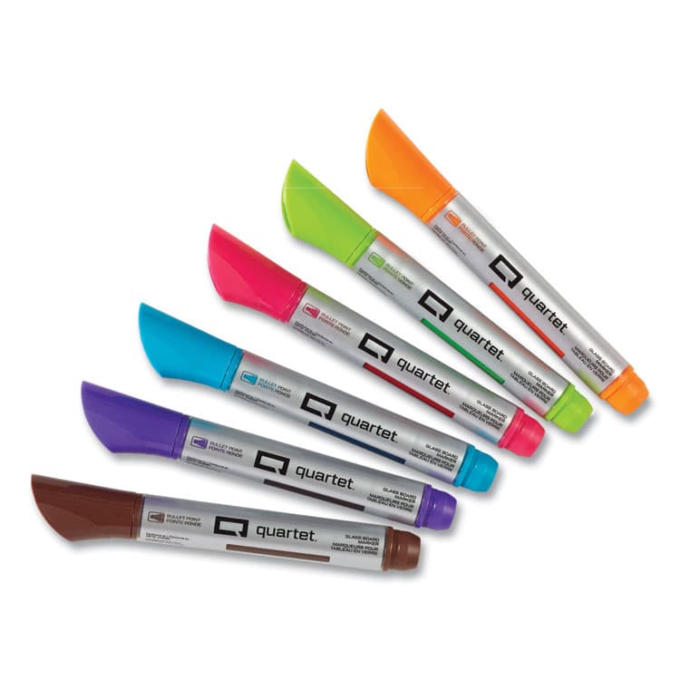 QUARTET MFG. Premium Glass Board Dry Erase Marker, Medium Bullet Tip, Assorted Colors, 6/Pack (QRT79556)
