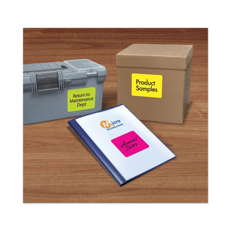 AVERY PRODUCTS CORPORATION High-Vis Removable Laser/Inkjet ID Labels w/ Sure Feed, 3.33 x 4, Neon, 72/PK (AVE6482) thumbnail 4