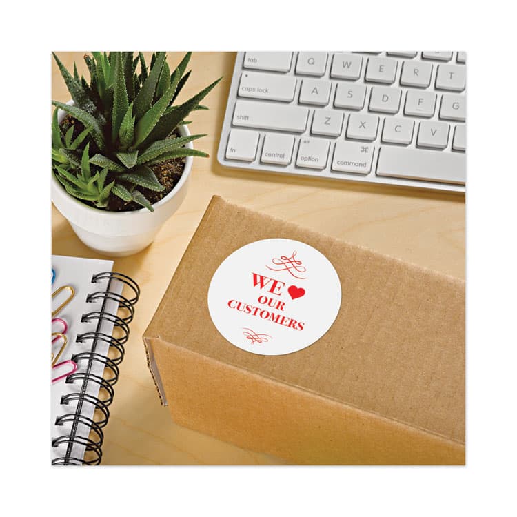 AVERY PRODUCTS CORPORATION Permanent Laser Print-to-the-Edge ID Labels w/SureFeed, 2 1/2"dia, White, 300/PK (AVE5294) thumbnail 2