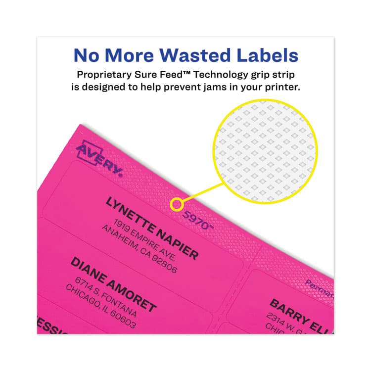 AVERY PRODUCTS CORPORATION High-Vis Removable Laser/Inkjet ID Labels, 2 x 4, Asst. Neon, 120/Pack (AVE6481) thumbnail 3