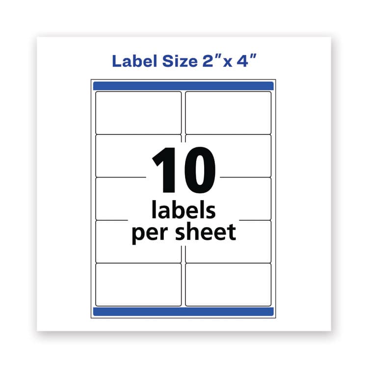 AVERY PRODUCTS CORPORATION Waterproof Shipping Labels with TrueBlock and Sure Feed, Laser Printers, 2 x 4, White, 10/Sheet, 50 Sheets/Pack (AVE5523) thumbnail 2