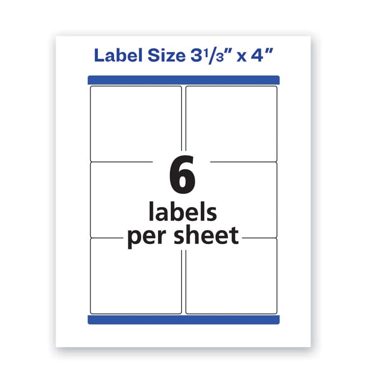 AVERY PRODUCTS CORPORATION Waterproof Shipping Labels with TrueBlock and Sure Feed, Laser Printers, 3.33 x 4, White, 6/Sheet, 50 Sheets/Pack (AVE5524) thumbnail 2