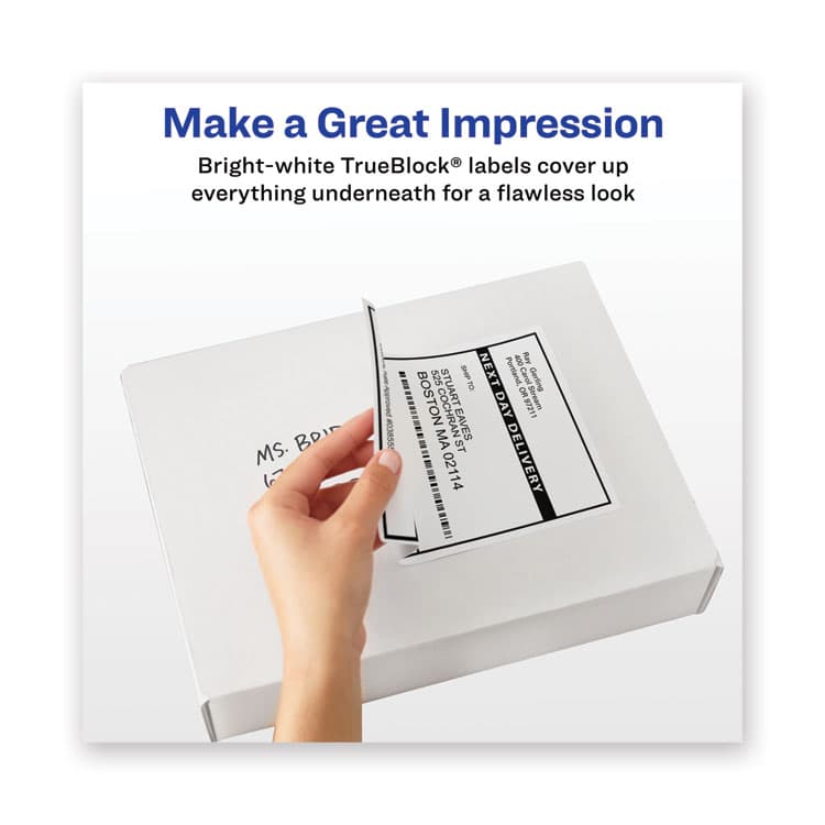 AVERY PRODUCTS CORPORATION Waterproof Shipping Labels with TrueBlock Technology, Laser Printers, 5.5 x 8.5, White, 2/Sheet, 50 Sheets/Pack (AVE5526) thumbnail 2