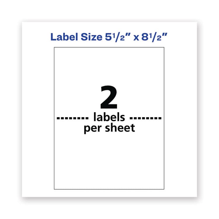 AVERY PRODUCTS CORPORATION Waterproof Shipping Labels with TrueBlock Technology, Laser Printers, 5.5 x 8.5, White, 2/Sheet, 50 Sheets/Pack (AVE5526) thumbnail 3