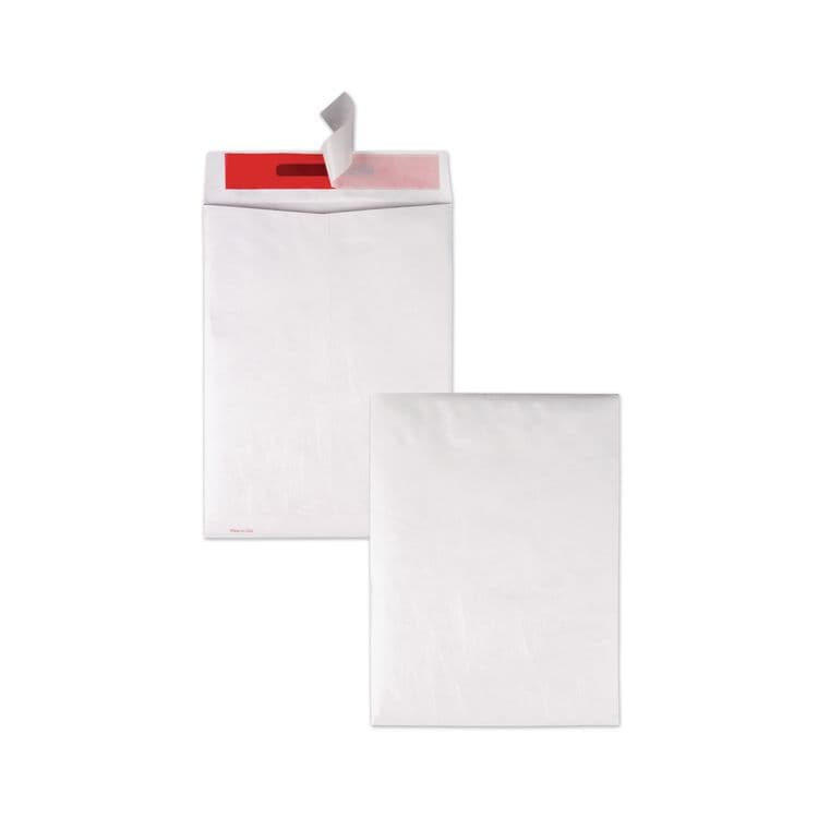 QUALITY PARK PRODUCTS Tamper-Indicating Mailers Made with Tyvek, #10 1/2, Flip-Stik Flap, Redi-Strip Adhesive Closure, 9 x 12, White, 100/Box (QUAR2400)