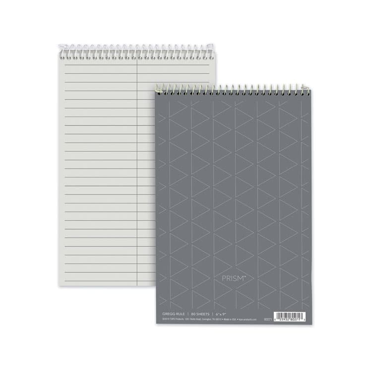 TOPS BUSINESS FORMS Prism Steno Pads, Gray Cover, Gregg Rule, (80) Gray 6 x 9 Sheets, 4/Pack (TOP80274)