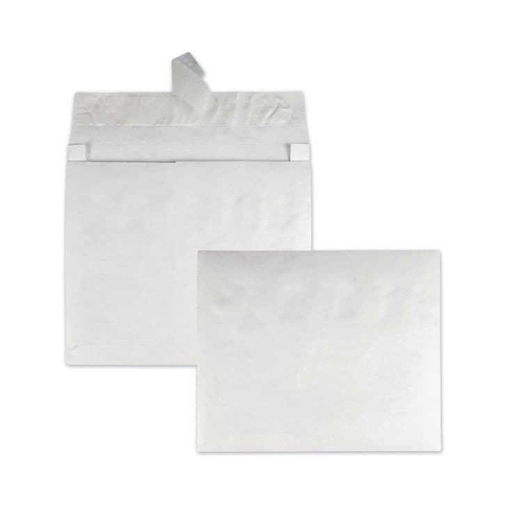 QUALITY PARK PRODUCTS Lightweight 14 lb Tyvek Open End Expansion Mailers, #15 1/2, Square Flap, Redi-Strip Adhesive Closure, 12 x 16, White, 100/CT (QUAR4650)