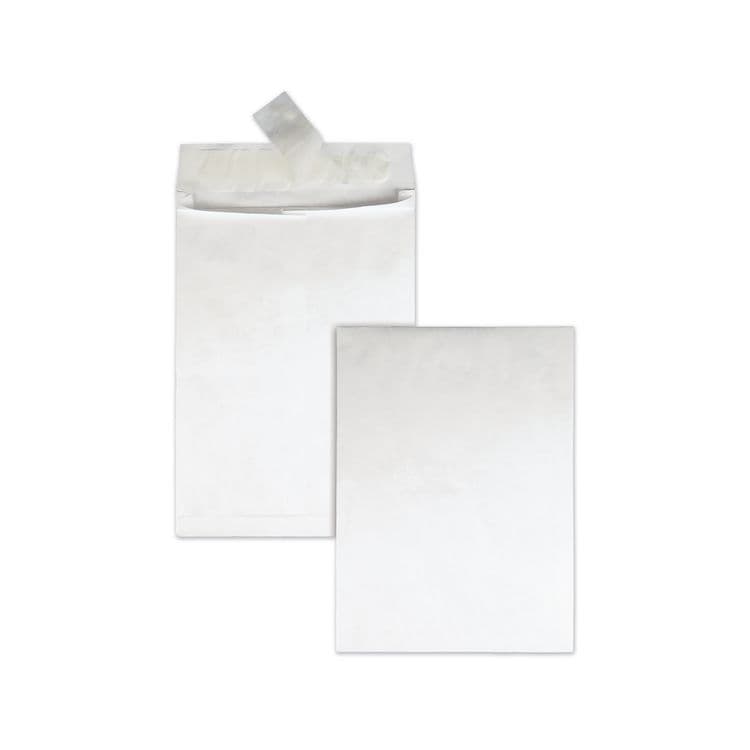 QUALITY PARK PRODUCTS Lightweight 14 lb Tyvek Open End 1.5" Expansion Mailers, #13 1/2, Square Flap, Redi-Strip Closure, 10 x 13, White, 25/Box (QUAR4202)