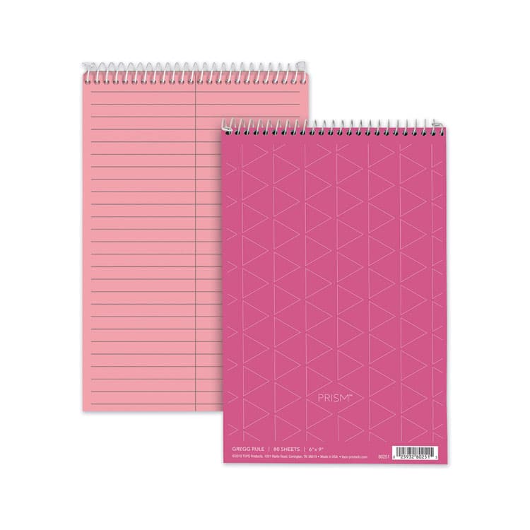 TOPS BUSINESS FORMS Prism Steno Pads, Pink Cover, Gregg Rule, (80) Pink 6 x 9 Sheets, 4/Pack (TOP80254)
