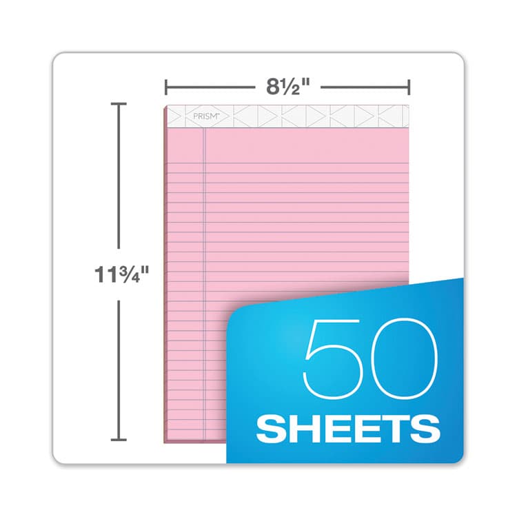 TOPS BUSINESS FORMS Prism + Colored Writing Pads, Wide/Legal Rule, (50) Pastel Pink 8.5 x 11 Sheets, 12/Pack (TOP63150) thumbnail 3
