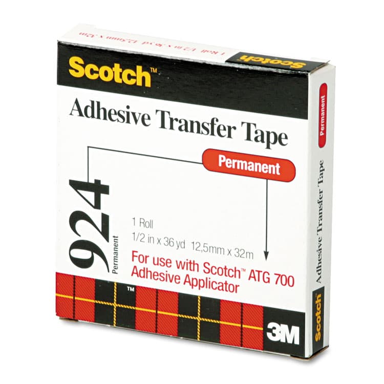 3M/COMMERCIAL TAPE DIV. ATG Adhesive Transfer Tape, Permanent, Holds Up to 0.5 lb, 0.5" x 36 yd, Clear (MMM92412)