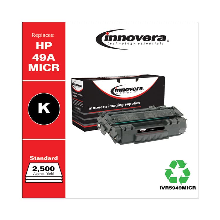INNOVERA Remanufactured Black MICR Toner, Replacement for 49AM (Q5949AM), 2,500 Page-Yield (IVR5949MICR)