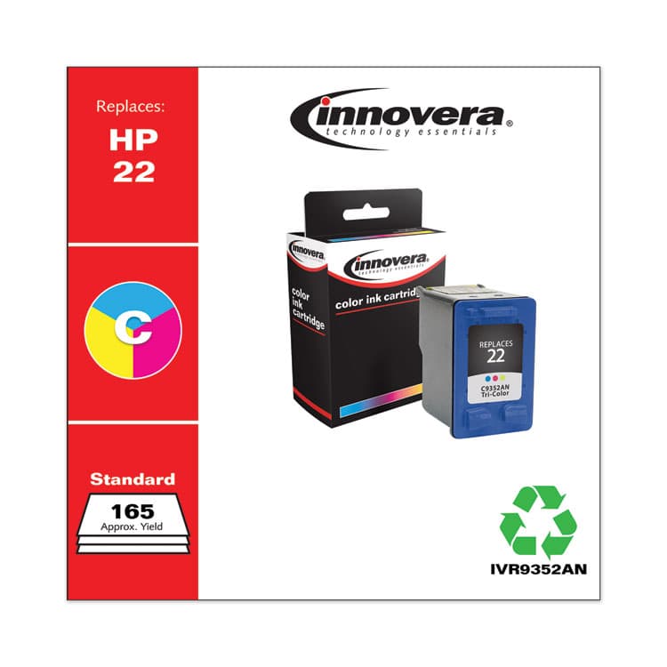 INNOVERA Remanufactured Tri-Color Ink, Replacement for 22 (C9352AN), 165 Page-Yield (IVR9352AN) thumbnail 2