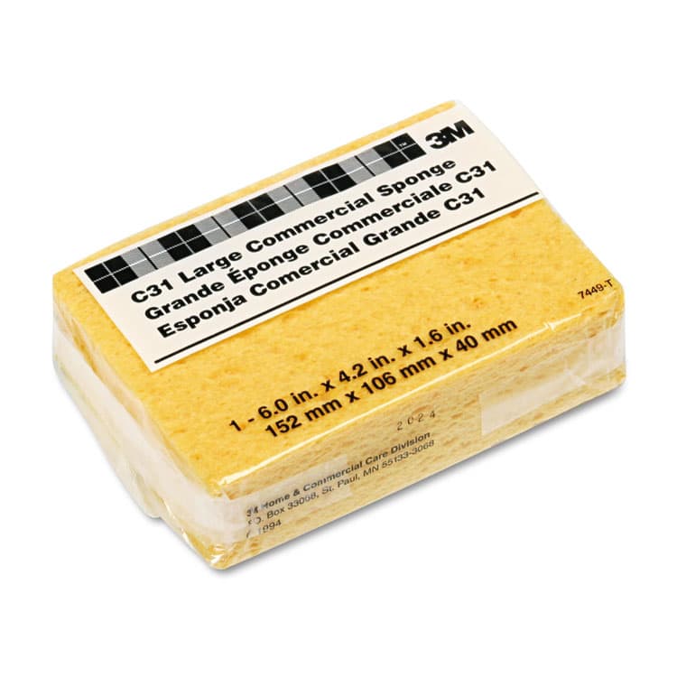 3M/COMMERCIAL TAPE DIV. Commercial Cellulose Sponge, 4.25 x 6, 1.6" Thick, Yellow (MMMC31)
