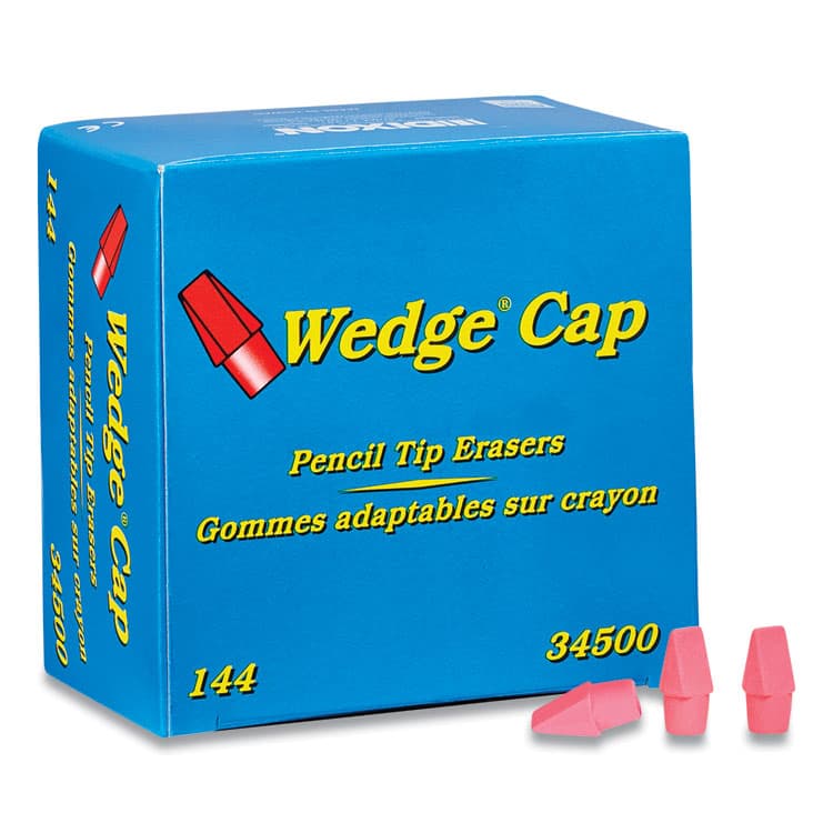 DIXON TICONDEROGA CO. Wedge Cap Erasers, For Pencil Marks, Pink, 144/Box (DIX34500)