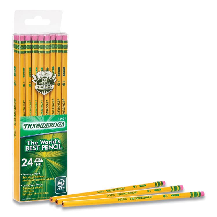 DIXON TICONDEROGA CO. Pencils, HB (#2), Black Lead, Yellow Barrel, 24/Pack (DIX13924) thumbnail 2