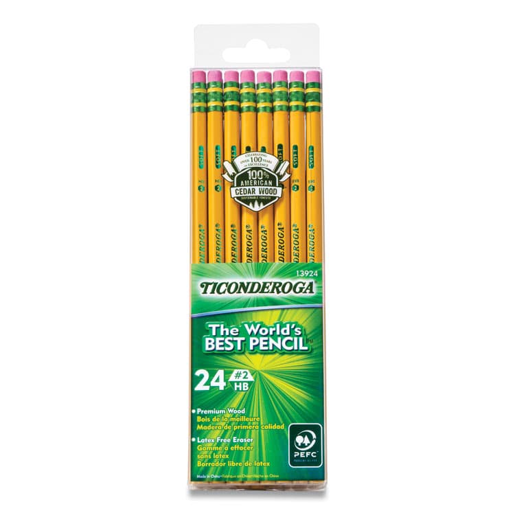 DIXON TICONDEROGA CO. Pencils, HB (#2), Black Lead, Yellow Barrel, 24/Pack (DIX13924)