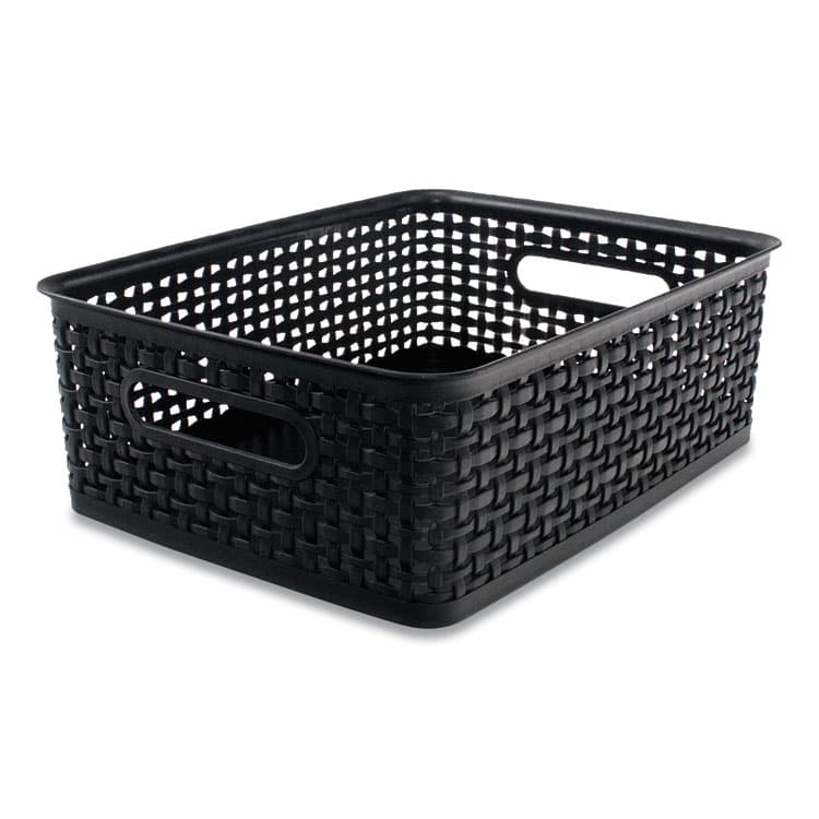 ADVANTUS CORPORATION Plastic Weave Bin, Medium, 14" x 10.5" x 4.63", Black (AVT36003)