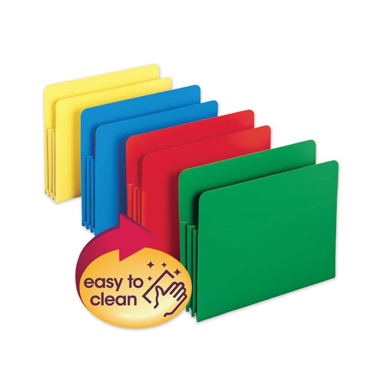 SMEAD MANUFACTURING CO. Poly Drop Front File Pockets, 3.5" Expansion, Letter Size, Assorted Colors, 4/Box (SMD73500) thumbnail 2