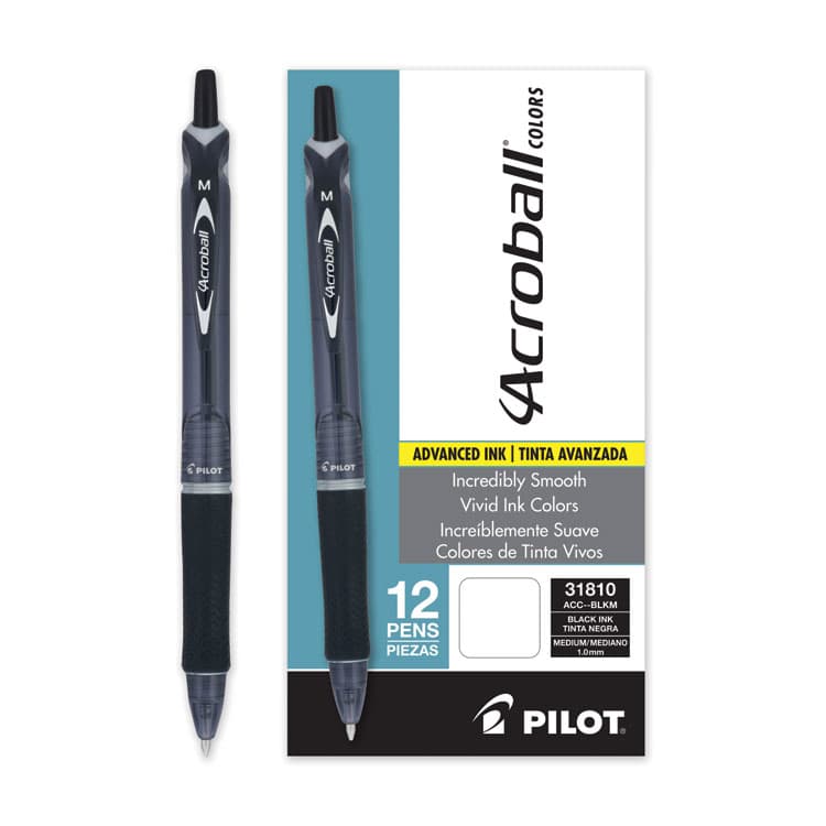 PILOT CORP. OF AMERICA Acroball Colors Advanced Ink Hybrid Gel Pen, Retractable, Medium 1 mm, Black Ink, Smoke/Black Barrel, Dozen (PIL31810) thumbnail 3