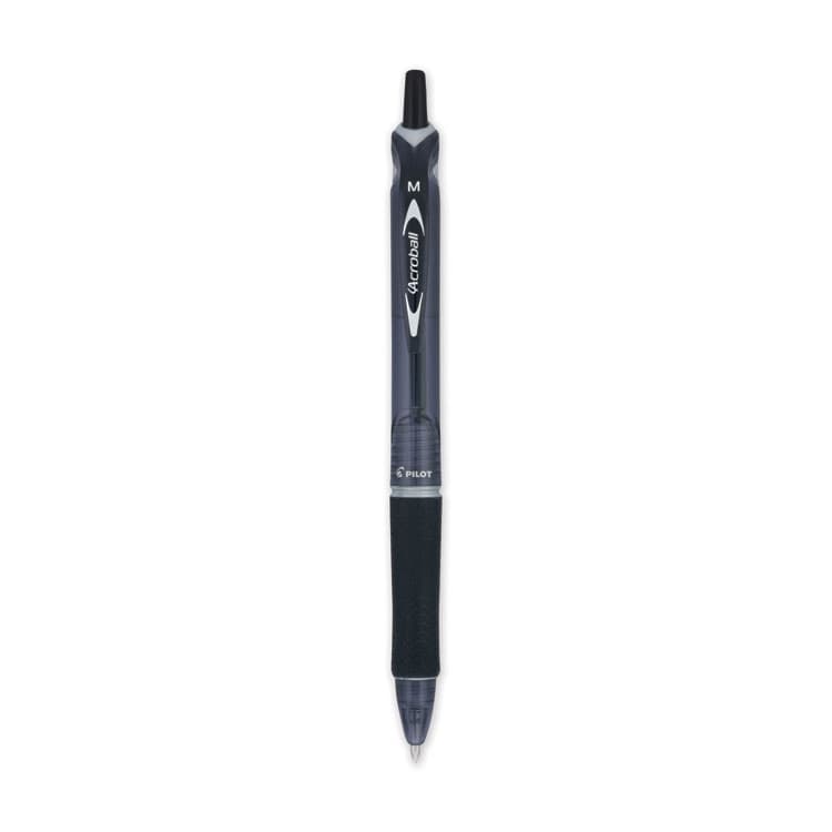 PILOT CORP. OF AMERICA Acroball Colors Advanced Ink Hybrid Gel Pen, Retractable, Medium 1 mm, Black Ink, Smoke/Black Barrel, Dozen (PIL31810)