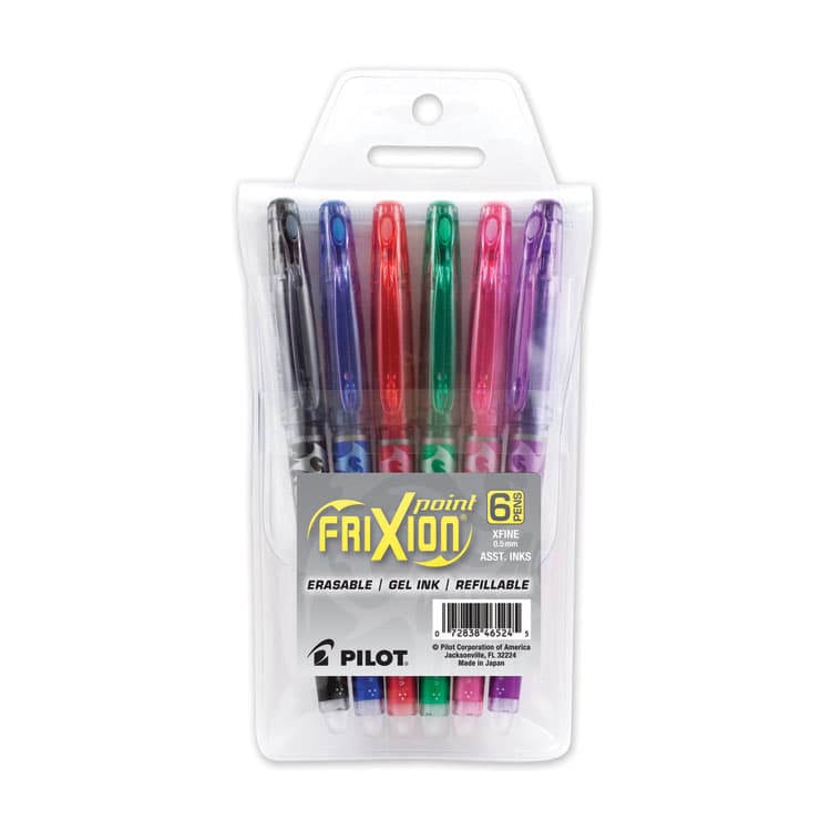 PILOT CORP. OF AMERICA FriXion Ball Erasable Gel Pen, Stick, Extra-Fine 0.5 mm, Assorted Ink and Barrel Colors, 6/Pack (PIL46524)