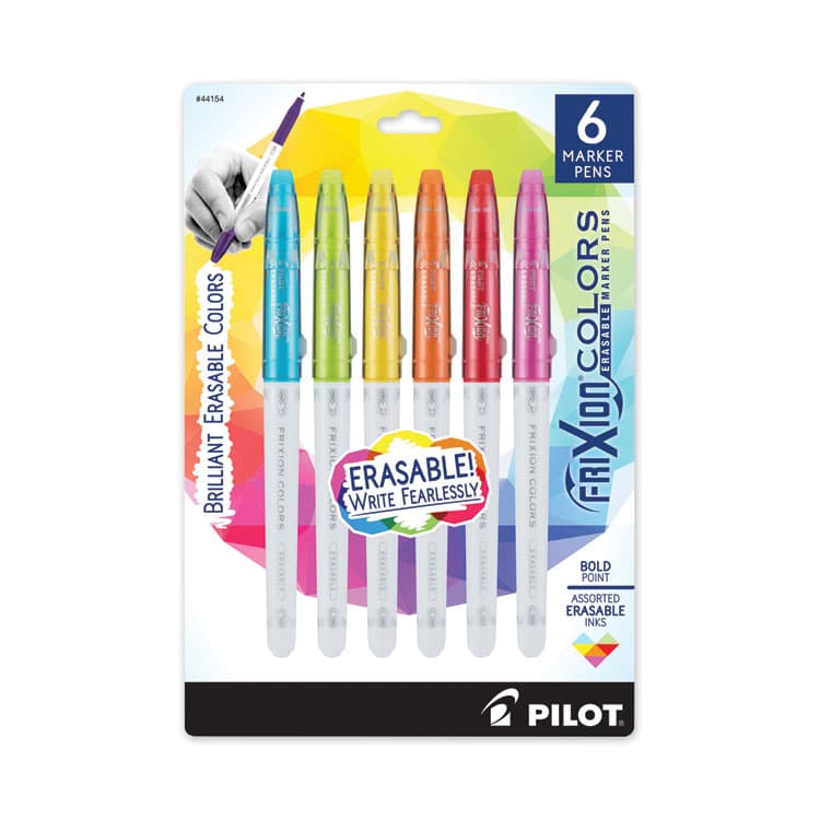 PILOT CORP. OF AMERICA FriXion Colors Erasable Porous Point Pen, Stick, Bold 2.5 mm, Assorted Artistic Ink and Barrel Colors, 6/Pack (PIL44154)