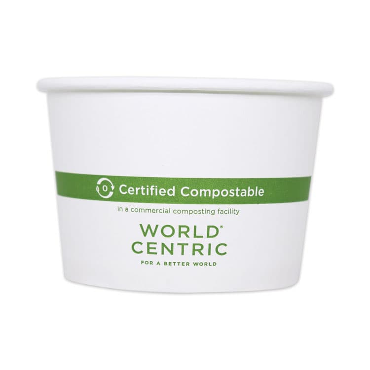WORLD CENTRIC Paper Bowls, 32 oz, 4.4" Diameter x 5.8" h, White, 500/Carton (WORBOPA32)