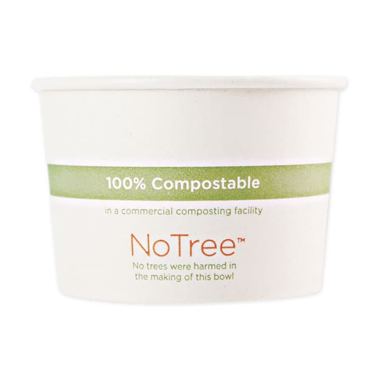 WORLD CENTRIC No Tree Paper Bowls, 12 oz, 4.4" Diameter x 2.5" h, Natural, Sugarcane, 500/Carton (WORBOSU12)