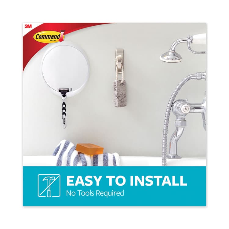 3M/COMMERCIAL TAPE DIV. Large Single Bath Hooks, Metal, Satin Nickel, Supports 5 lb (MMM70005080679) thumbnail 3