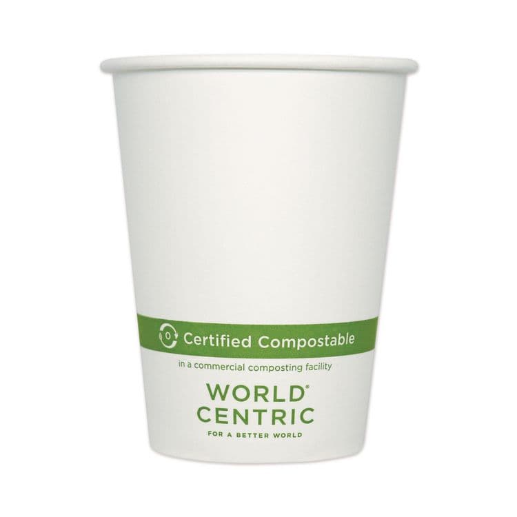 WORLD CENTRIC Paper Hot Cups, 12 oz, White, 1,000/Carton (WORCUPA12)