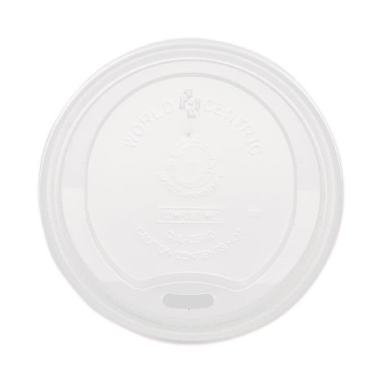 WORLD CENTRIC PLA Lids for Hot Cups, Fits 10 oz to 20 oz Hot Cups, Plastic, White, 1,000/Carton (WORCULCS12)