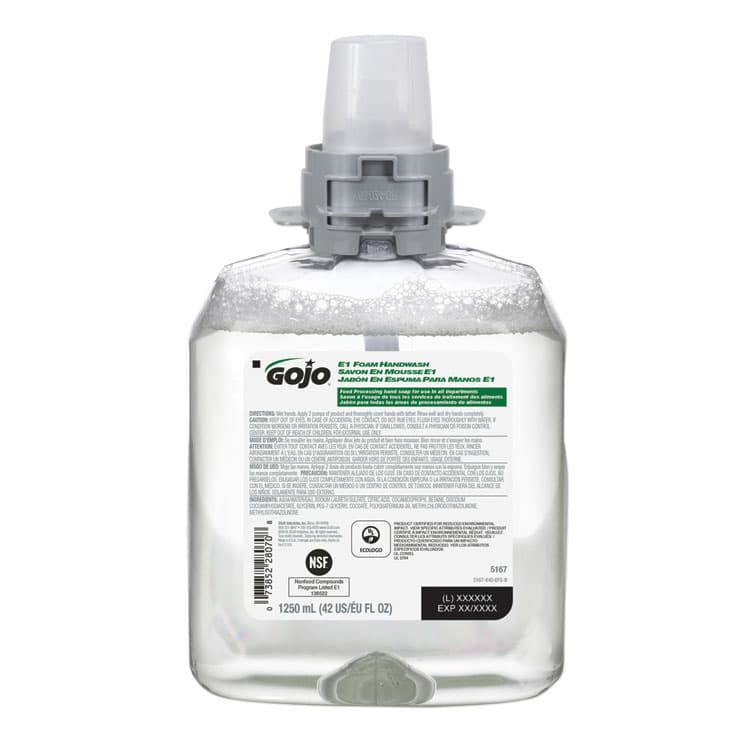 GO-JO INDUSTRIES E1 Foam Handwash Refill, Fragrance-Free, 1,250 mL, 4/Carton (GOJ516704CT)